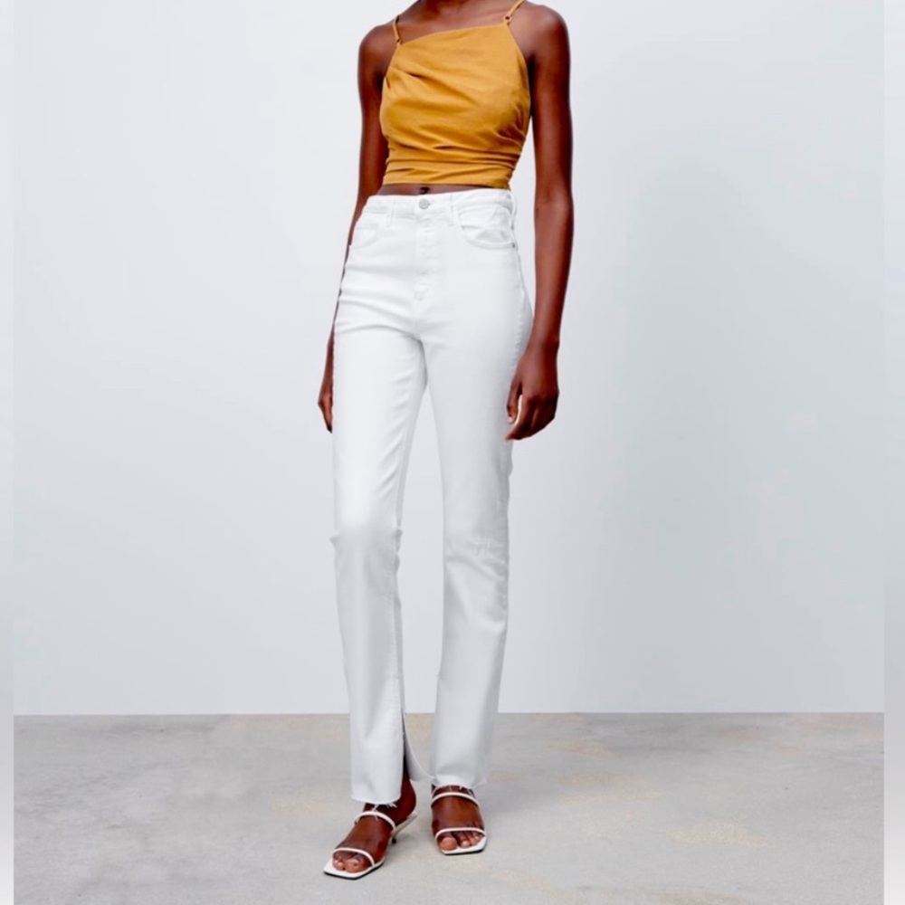 ZARA slim fit white denim jeans